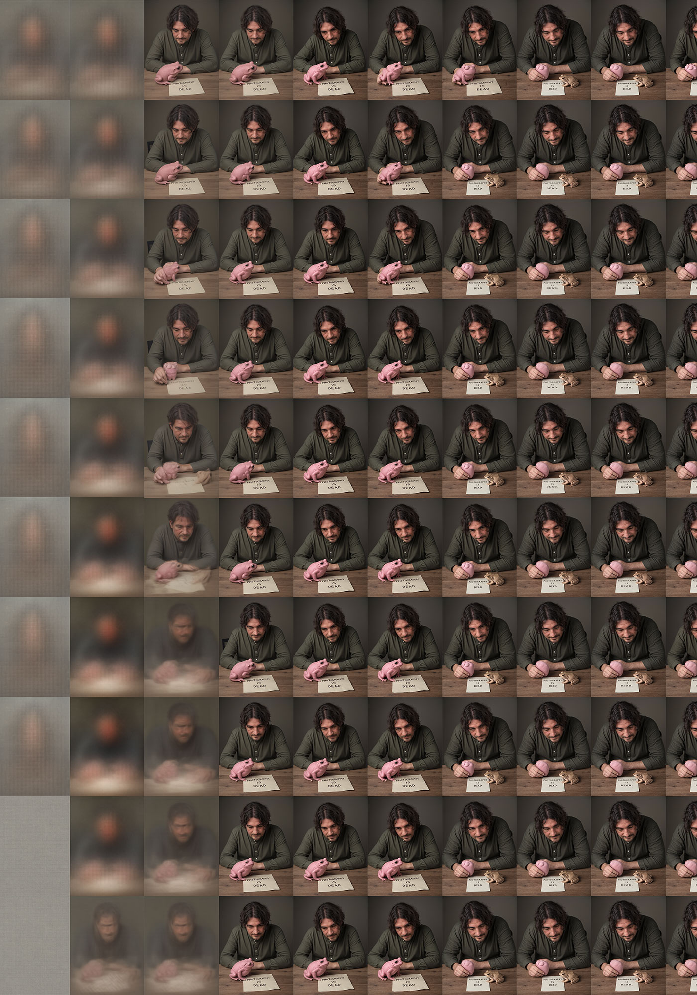 „An AI image noise for my friend: Me with a pink frog: photography is dead”.