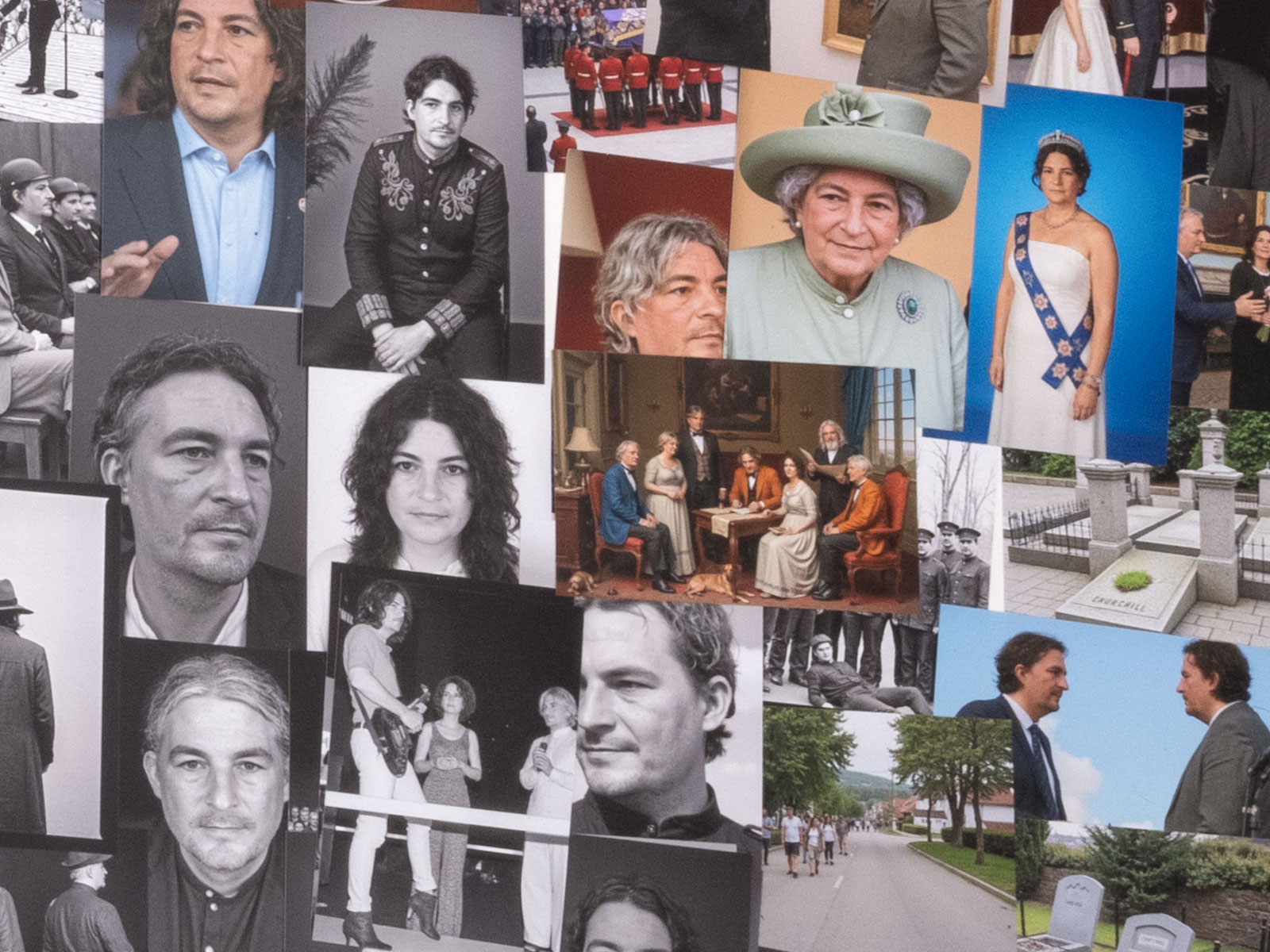 Detailaufnahmen der Arbeit: Sleep Well III. Das 20. Jahrhundert erklärt mit mir selbst mithilfe von KI, Machine-Learning und Fotografie.